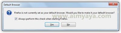  Gambar: Dialog konfirmasi pengecekan mozilla firefox sebagai default browser di komputer/laptop saat startup