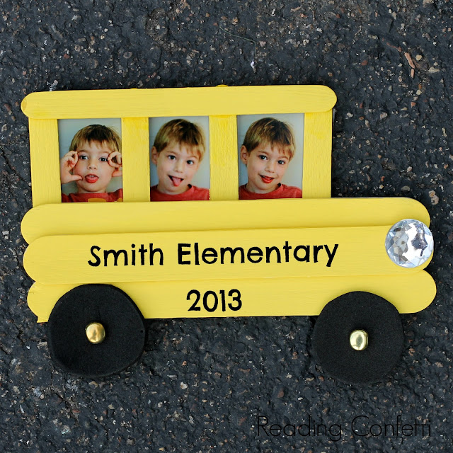 This craft stick school bus frame is easy for kids to make and a fun way to celebrate back to school.
