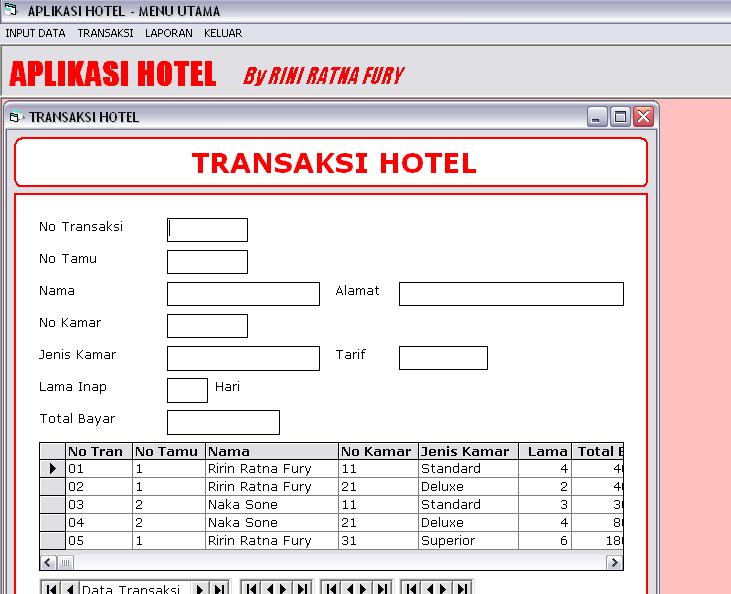 Download Source Code VB : Aplikasi Hotel with DAO ~ Farid 