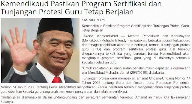 Apa balasan Mendikbud Muhadjir Effendy Terkait dengan Berita yang beredar perihal Isu Pe Nih Tanggapan Mendikbud Tentang Isu Penghapusan Sertifikasi Guru