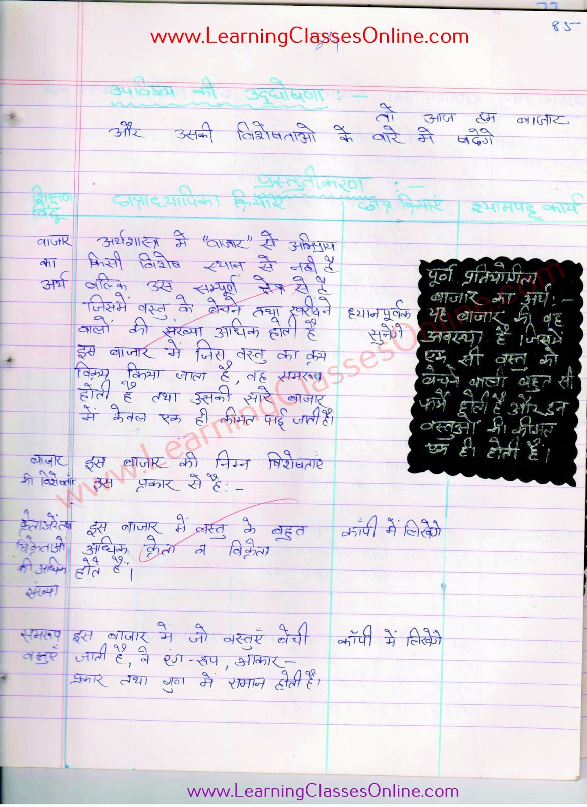 bazaar lesson plan class 10 in hindi