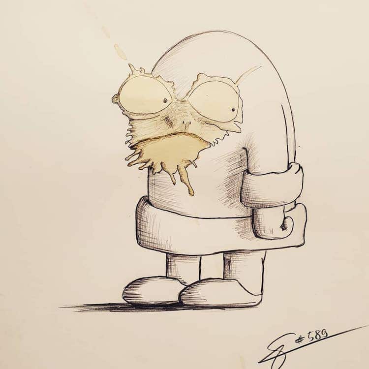 Artist Creates Cute Little Monsters Out Of Coffee Stains