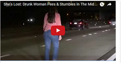 Drunk Woman Pees & Stumbles In The Middle Of The highway