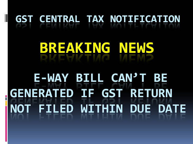 T BE GENERATED IF GST RETURN  FILED AFTER DUE DATE  E-WAY BILL CAN'T BE GENERATED IF GST RETURN  FILED AFTER DUE DATE 