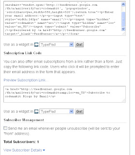Email subscription by Feedburner ScreenShot