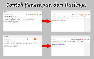 Contoh penerapan tulisan berwarna dan hasilnya