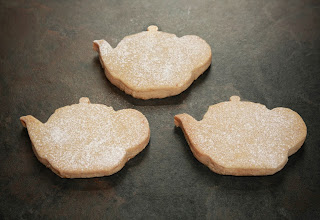 Orange and cinnamon shortbread in teapot shapes