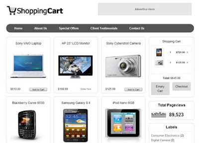 Shopping Cart  - Online Shopping Store Blogger Template