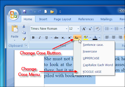 Change Case Button and Menu in MS Word 2007