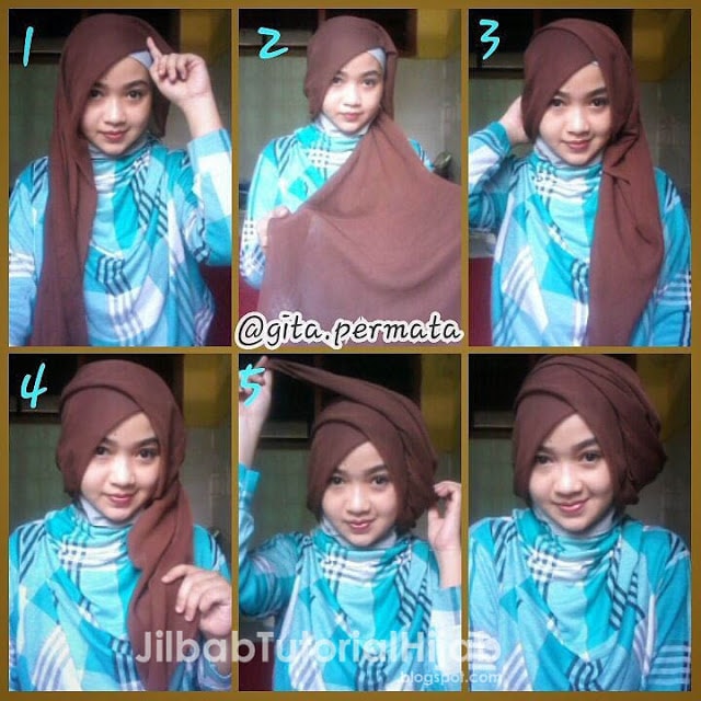  tutorial hijab segi empat 2 warna untuk pesta pernikahan