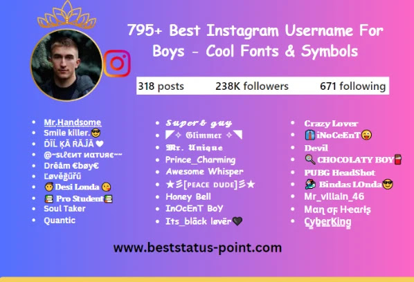 771+ Cool Instagram Username For Boys - Stylish Fonts & Symbols