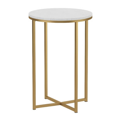 Modern Round Side End Table with Sturdy Metal Frame