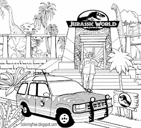 Prehistoric coloring book pages big Dino theme park Jurassic World drawing realistic dinosaur museum