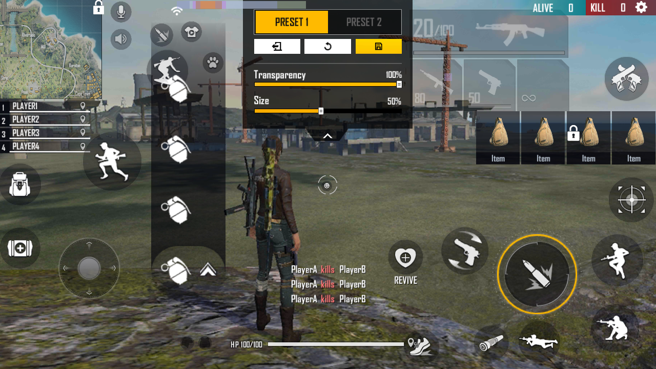 Free fire button size