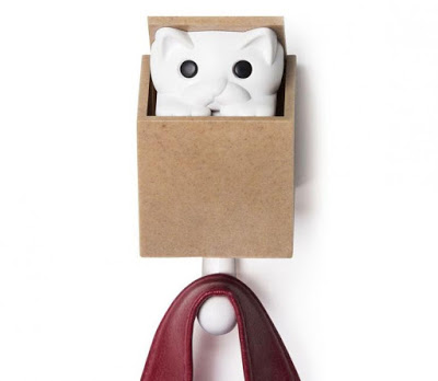 Cool And AWESOME Stuff That Help You in Tidying Up The House. Qualy Kitt-a-Boo Wall Hook Coathook Hanger, That Pops A Cute Kitty Cat Out The Top Every Time You Hang An Item on His Tail