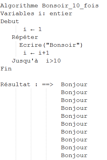 Ecrire un algorithme