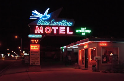 Night shot of the Blue Swallow Motel, Tucumcari, New Mexico
