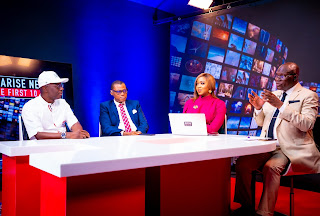 Governor of Lagos State, Babajide Sanwo-Olu, at Arise News Studio on International Women's Day