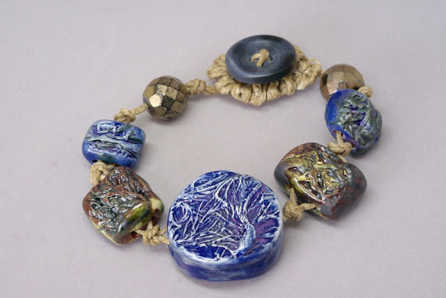 handmade blue ceramic bracelet