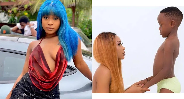 Ghanaian actress causes stir goes naked in front of her son to wish him a happy 7th birthday (photos)