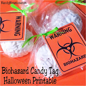 Give your trick or treaters something to be scared of this Halloween with this fun Biohazard Chocolate Brain.   The brain can be enjoyed after your Halloween guests are warned with the printable Biohazard Candy tag. 