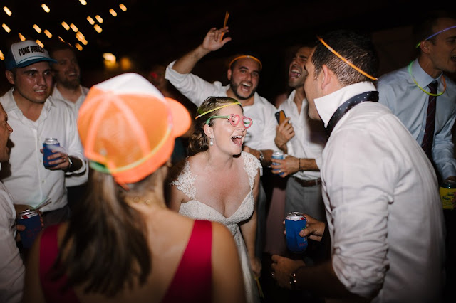 bride and groom party on dancefloor