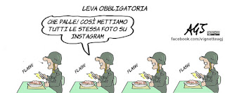 leva obbligatoria, servizio militare, instagram, foto del cibo, salvini, vignetta, satira