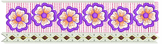 Zari snare blomme Kant Border
