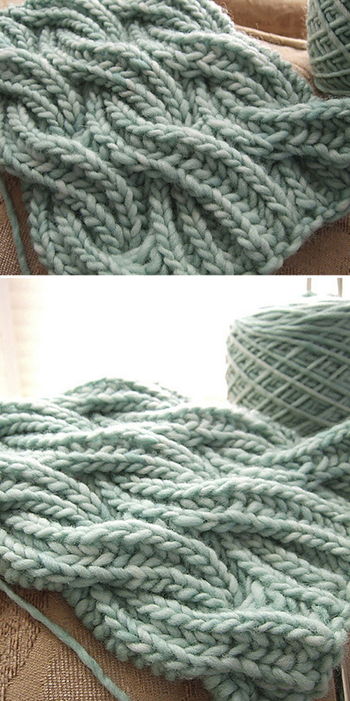 Reversible Cabled Brioche Stitch Scarf - Free Pattern 