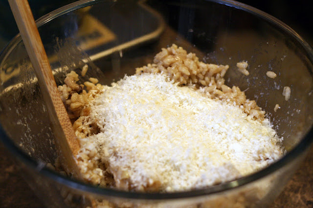 mushroom risotto in a bowl