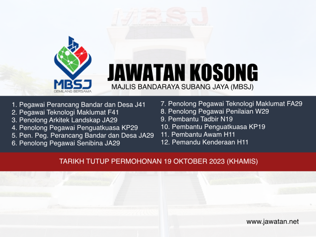 Jawatan Kosong MBSJ Oktober 2023