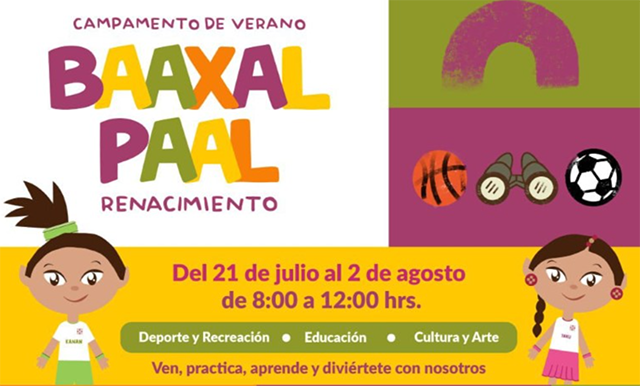 El campamento de verano recibirá a niñas y niños de 6 a 12 años en 14 sedes deportivas en Mérida, así como en ocho municipios