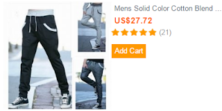 Mens Solid Color Cotton Blend Comfortable Jogging Running Sports Pants With Drawstring