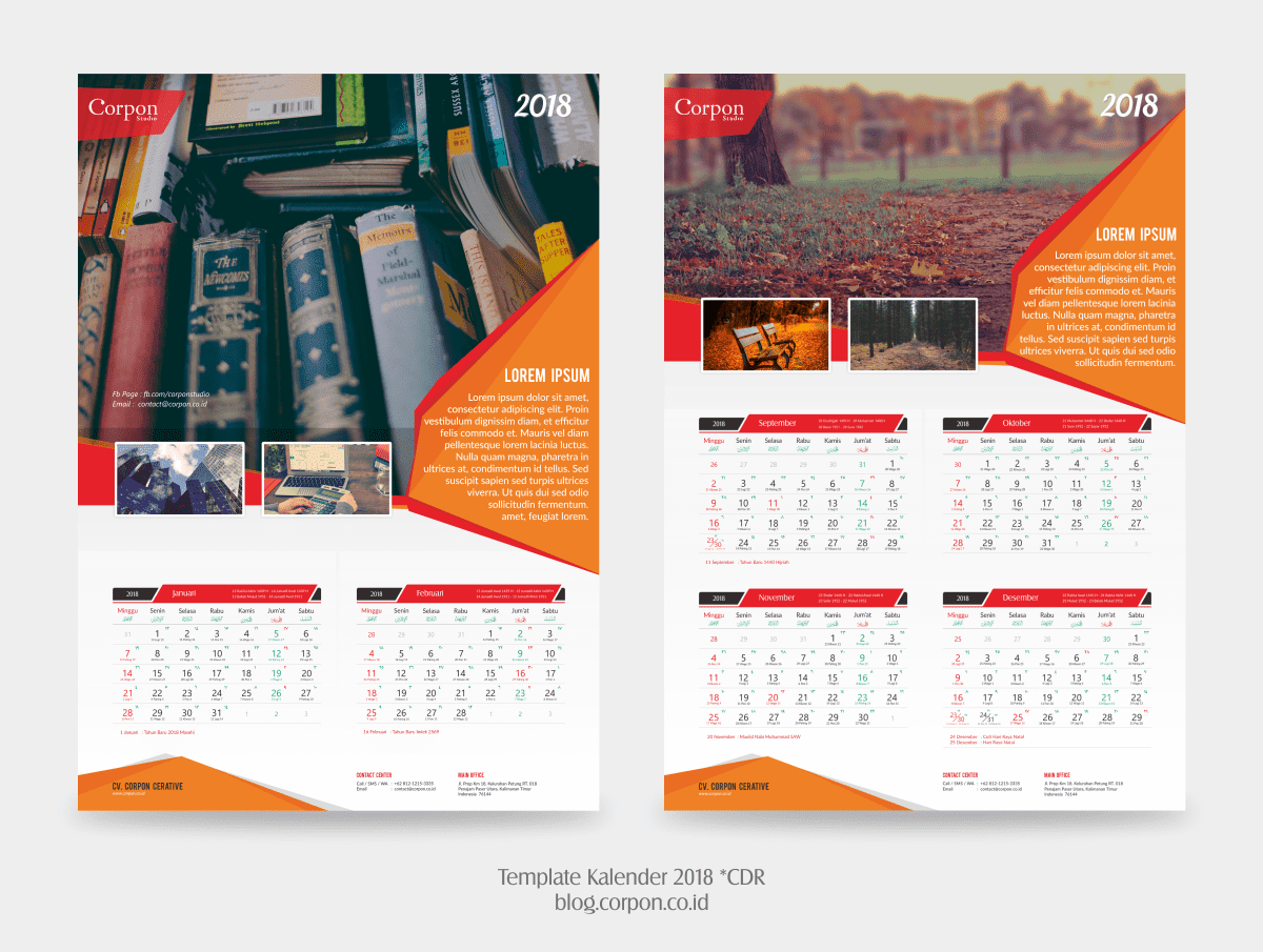 Download Gratis Template Kalender 2018 CDR Terbaru