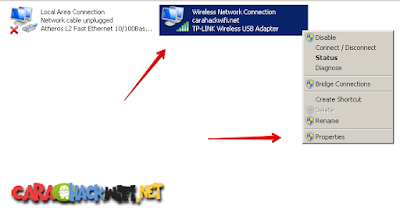 Klik kanan pada network adapter lalu pilih properties