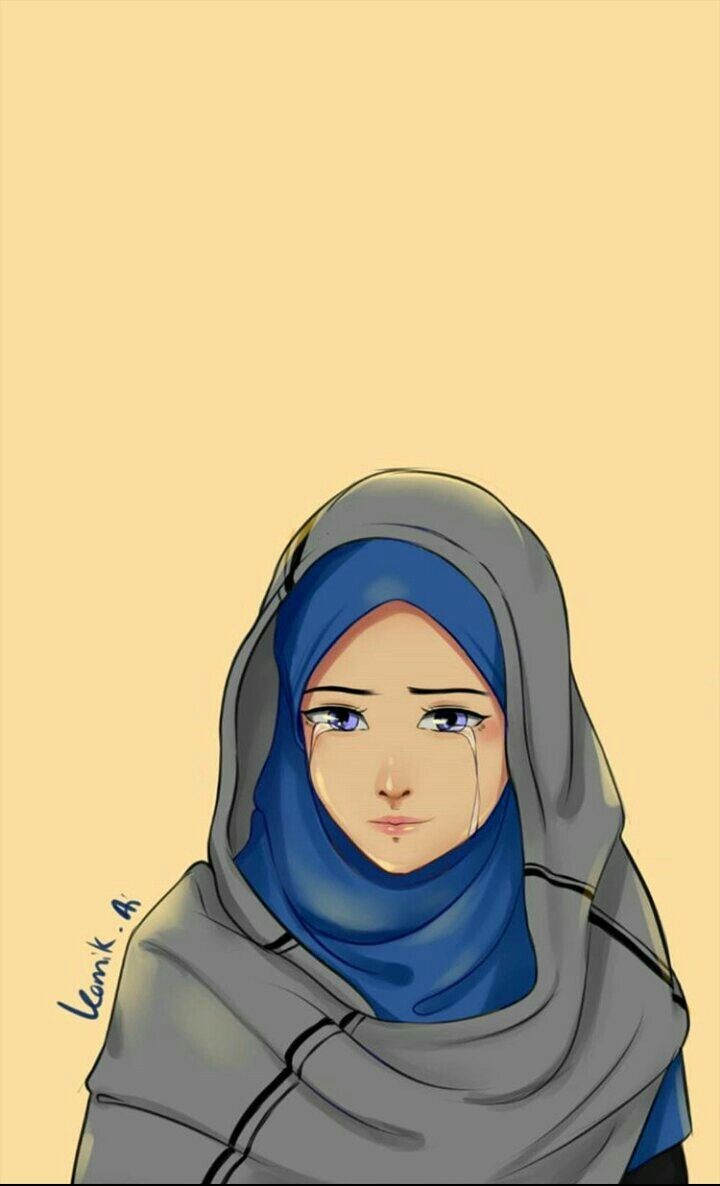 10 Kartun Wanita Muslimah Menangis Miki Kartun