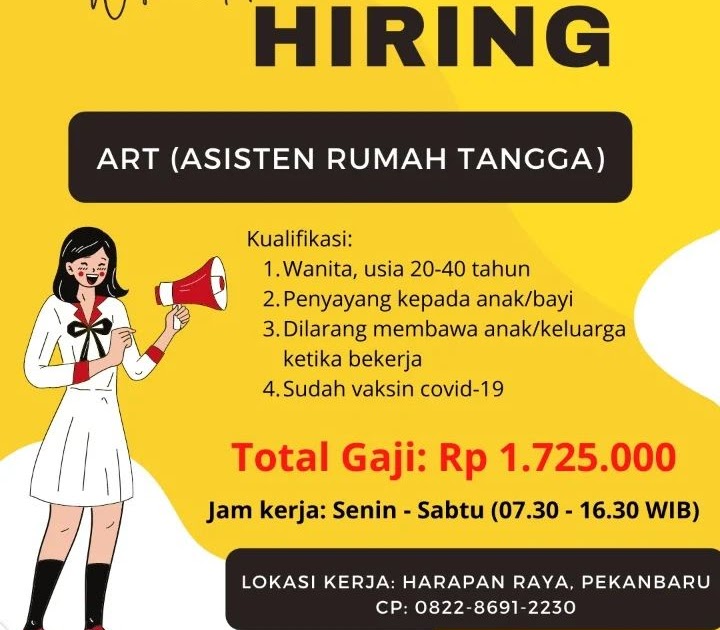 Lowongan Kerja ART (ASISTEN RUMAH TANGGA) Mei 2022 Lowongan Kerja Riau