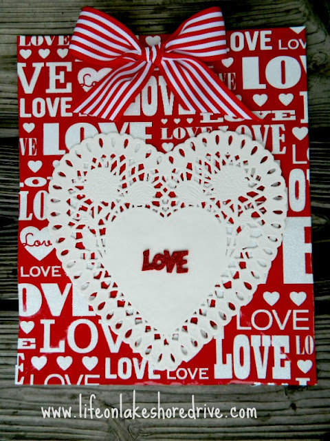 Make a Valentine's wall art from a gift bag