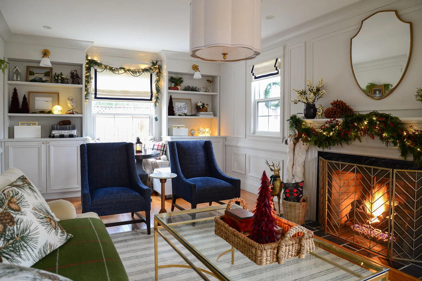 cozy christmas living room with fireplace and traditional style living room decor