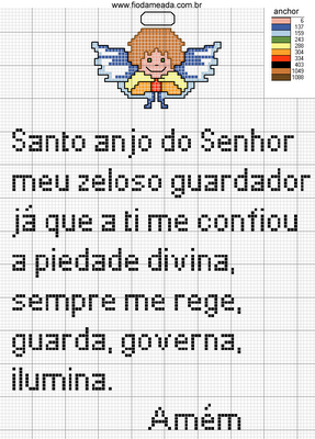 grafico de almofada santo-anjo em ponto-cruz 