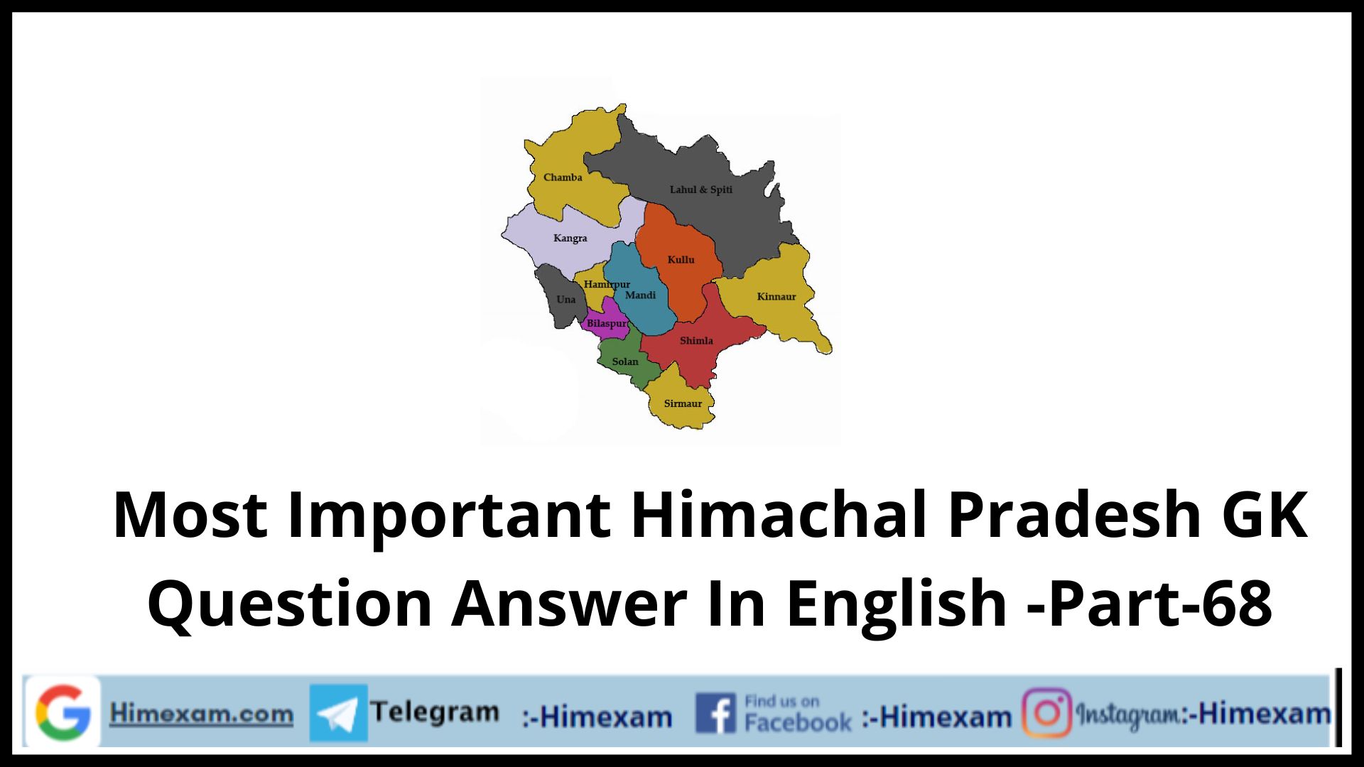 Most Important Himachal Pradesh GK Question Answer In English -Part-68