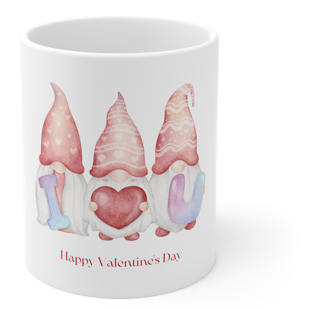 Valentine Ceramic Mug With Colorful Modern Watercolor Illustration Happy Valentine's Day