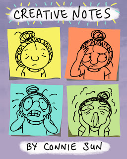 Original comic strip series cover image, "Creative Notes," by Connie Sun, cartoonconnie, for Tinyview comics