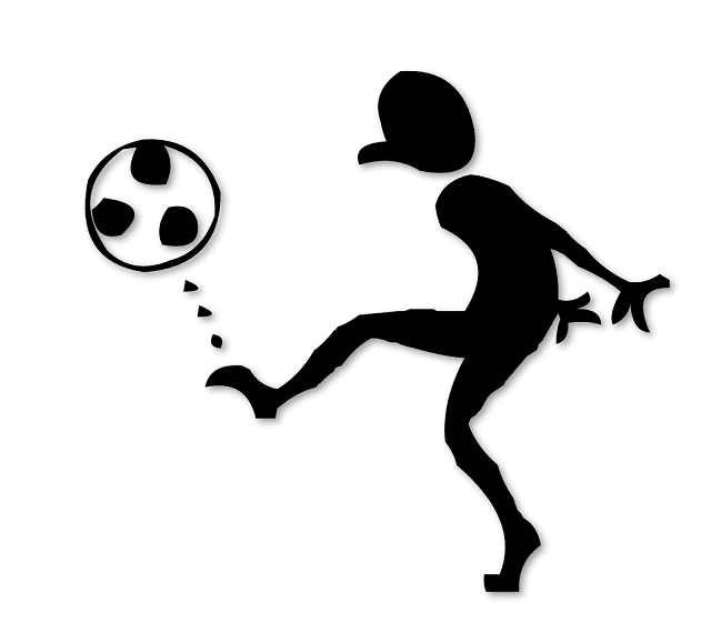 Silhouette of A Man playing football, Silhoutte, Free Clipart