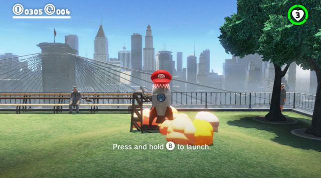 Super Mario Odyssey rocket cap possession launch park