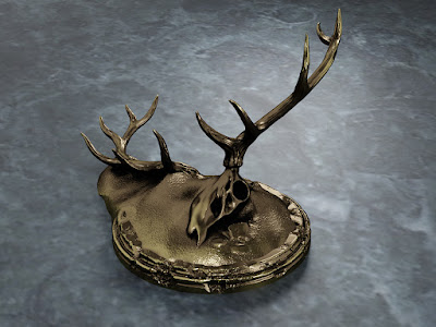 Elk Antlers on Pedestal. Sculptural Holder for Alternative Jewelry.