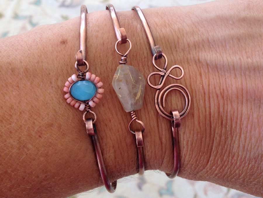 Lisa Yang Jewelry : Quick Copper Wire Focal Bead Bracelets