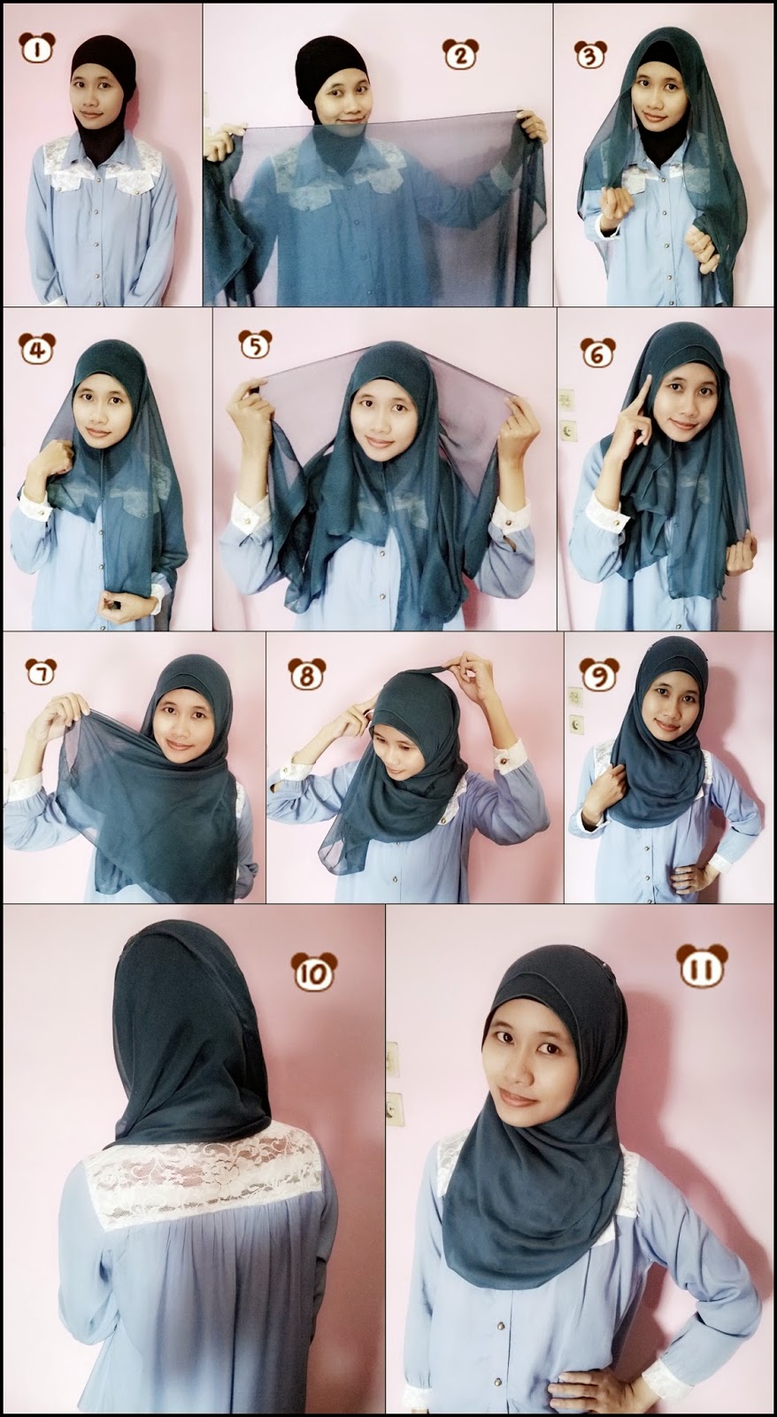 29 Gambar Lengkap Tutorial Jilbab Segi Empat Gaul Paling Fenomenal