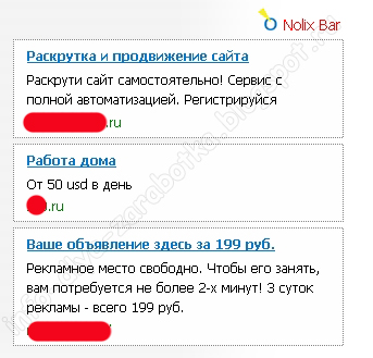 Заработок на рекламе Nolix Bar
