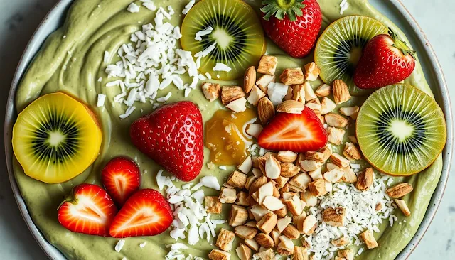Matcha Chia Seed Pudding topping